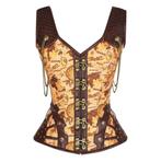 Gouden leren steampunk korset sexy bustier gothic kettingen, Kleding | Dames, Body of Korset, Verzenden