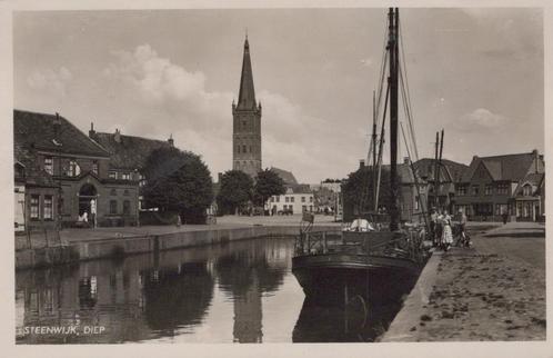 STEENWIJK - 1951 - Diep - binnenvaart - fotoglanskaart, Verzamelen, Ansichtkaarten | Nederland, Gelopen, Overijssel, 1940 tot 1960