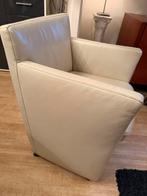 Elegante Crème Lederen Fauteuil van W. Schillig, Gebruikt, Minder dan 75 cm, Leer, Ophalen of Verzenden