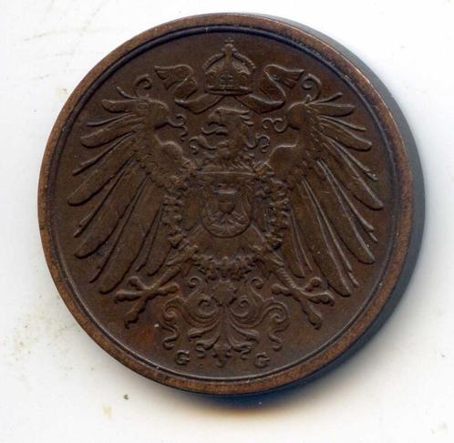 Duitsland 2 Pfennig 1908 G Oplage 610.000, Postzegels en Munten, Munten | Europa | Niet-Euromunten, Duitsland, Ophalen of Verzenden