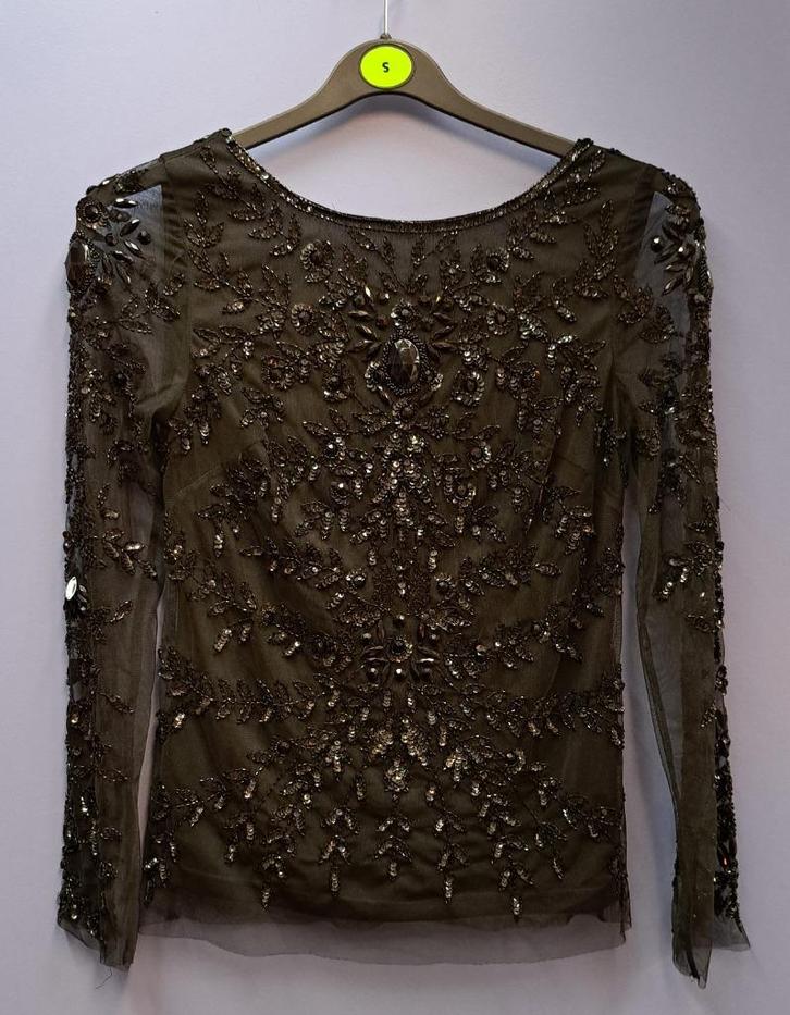 Mango feestelijke top zwart vol met kralen / gaas XS 44097, Kleding | Dames, Tops, Zo goed als nieuw, Maat 34 (XS) of kleiner