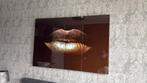 Glas schilderij gouden lippen, Ophalen, Gebruikt, Schilderij, Minder dan 50 cm