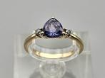 Gouden Vintage ring edelstenen, tanzaniet en topaas.2025/329, ., Paars, Ophalen of Verzenden, Zo goed als nieuw