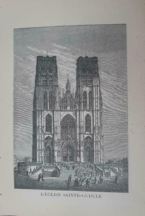12 / Brussel L'Eglise de D'Sainte Gudula. Houtgravure 1892, Antiek en Kunst, Kunst | Etsen en Gravures, Ophalen of Verzenden
