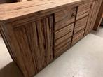 Dressoir 200 cm, extra grof teak, erosie, massief, stoer, Teakhout, Nieuw, Ophalen of Verzenden, Landelijk