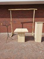 Trouwboog en steigerhouten meubilair te huur/te koop, Ophalen, Zo goed als nieuw, Feestartikel, Geboorte of Huwelijk