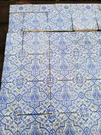 Minton Hollins Victorian tiles, plakaat 116hx113br blauw wit, Ophalen