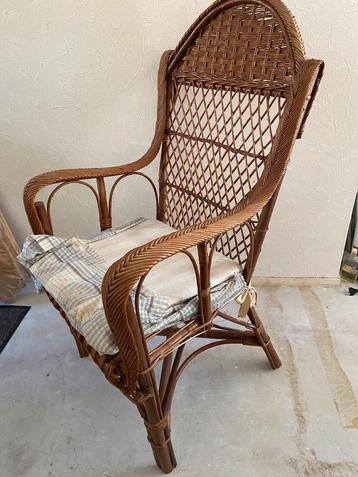 Mooie brocante rotan riet stoel vintage boho stijl Indonesië beschikbaar voor biedingen