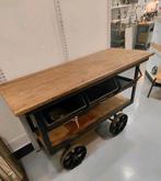 Industriële serveerwagen - werkbank - buitenkeuken, Huis en Inrichting, Tafels | Sidetables, Ophalen, Gebruikt, 100 tot 150 cm