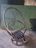 Vintage rotan, bamboe draaistoel – retro lounge chair, Ophalen of Verzenden