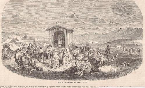 Messe in der Campagna von Rom. ca. 1870, Antiek en Kunst, Kunst | Etsen en Gravures, Ophalen of Verzenden