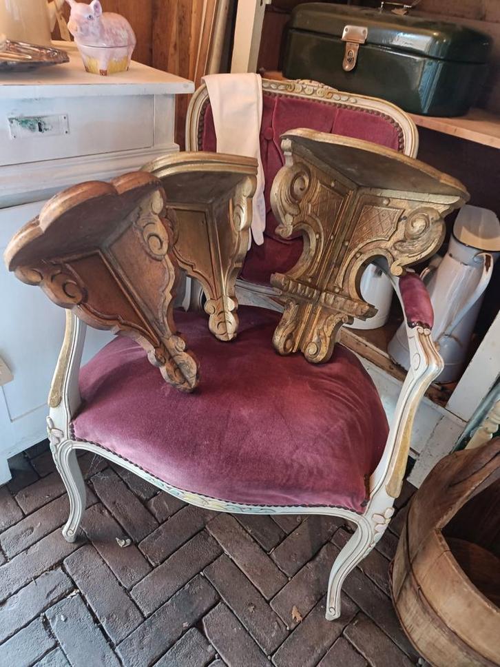 Oude Houten Consoles met Goud Accent, Huis en Inrichting, Woonaccessoires | Wandplanken en Boekenplanken, Gebruikt, Ophalen of Verzenden
