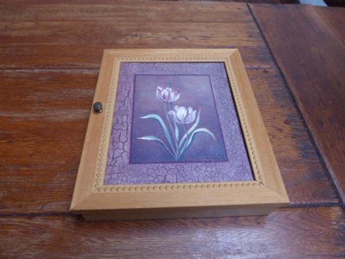 Mooi houten sleutelkastje met schilderij, Antiek en Kunst, Antiek | Woonaccessoires, Ophalen of Verzenden
