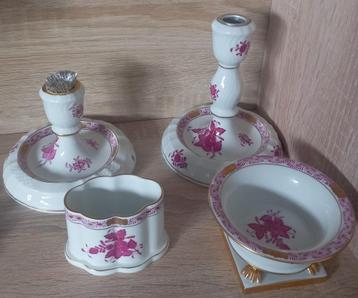 herend 2 kandelaren, klauwpotje en lepelbakje beschikbaar voor biedingen