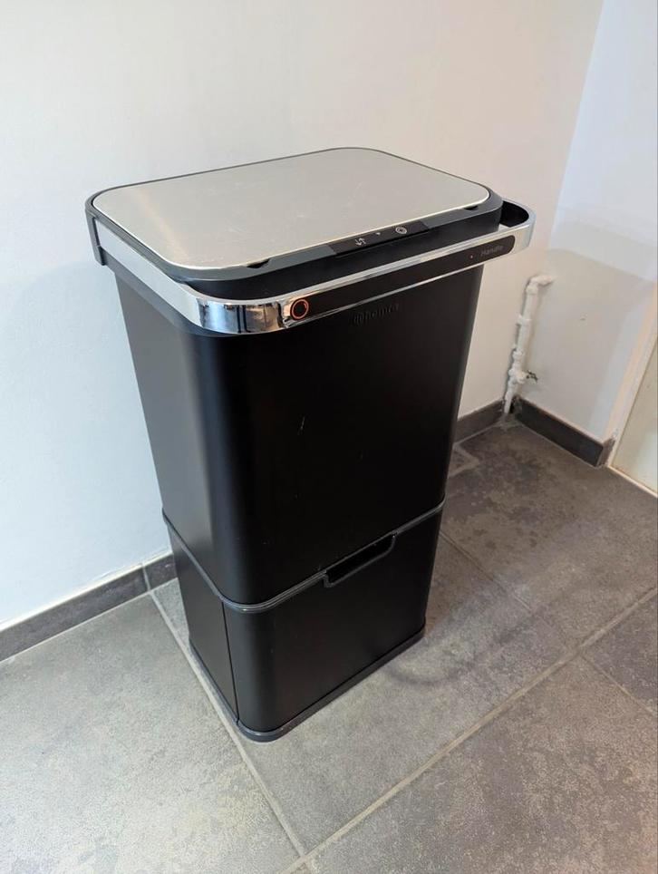 Homra Prullenbak 50L zwart met Sensor, Huis en Inrichting, Woonaccessoires | Prullenbakken, Zo goed als nieuw, Rvs, 75 cm of meer