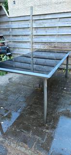 Tuintafel glas aluminium 100x200, Ophalen, Zo goed als nieuw, Rechthoekig, Aluminium