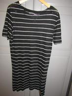 G300 MOSCOW mt XL jurk zwart wit streep linnen, Verzenden, Zwart, Maat 46/48 (XL) of groter, Knielengte
