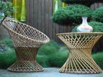 Complete Vintage Rotan Rohé Spica  Set 50/60, Ophalen, Zo goed als nieuw, Leer, Eén