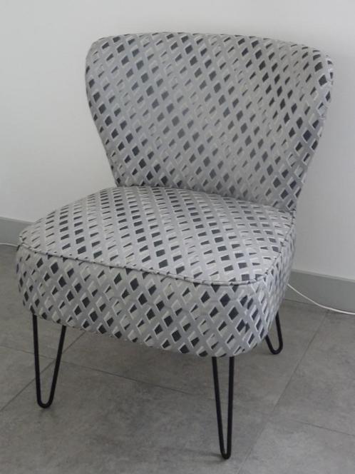 fauteuil cocktail stoel cocktailstoel design stoel grijs, Huis en Inrichting, Stoelen, Zo goed als nieuw, Eén, Metaal, Stof, Grijs