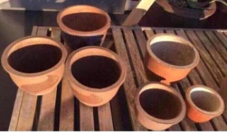 oud Hollandse kwaliteit terracotta gladde leuke bloempotten, Tuin en Terras, Bloempotten, Zo goed als nieuw, Terracotta, Binnen