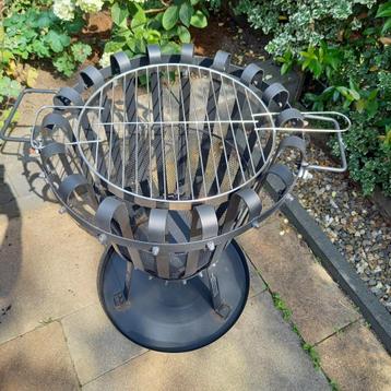 Vuurkorf met vonkenscherm en grillrooster zwart Ø 45cm beschikbaar voor biedingen