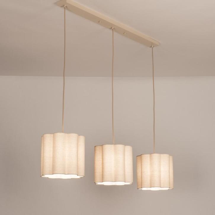 hanglamp japandi Scandinavisch lamp beige tafel 120cm lamp, Huis en Inrichting, Lampen | Hanglampen, Nieuw, Minder dan 50 cm, Hout