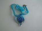 Gave nieuwe ketting met glas hanger blauw, Verzenden, Nieuw, Blauw, Overige materialen