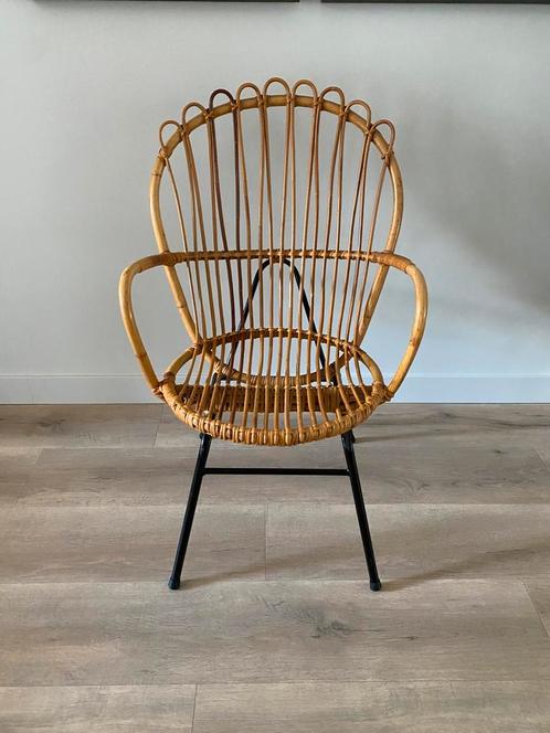 ROHÉ NOORDWOLDE RIETEN STOEL, 1950S, Huis en Inrichting, Stoelen, Zo goed als nieuw, Eén, Bruin, Ophalen