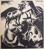 Ulrich Hallerstede (1899-1978) Houtsnede 'geiten' 1925. Afme, Antiek en Kunst, Ophalen of Verzenden