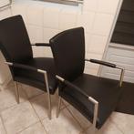4 Stoelen met leuning, Huis en Inrichting, Stoelen, Ophalen, Kunststof, Gebruikt, Bruin