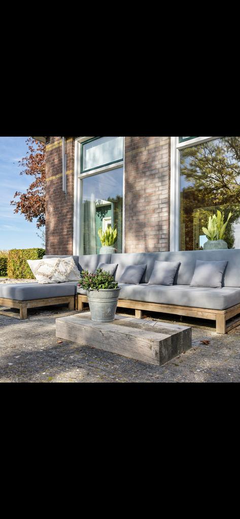 Mooie loungebank / tuinset met grijze kussens, Tuin en Terras, Ophalen, Gebruikt, Bank