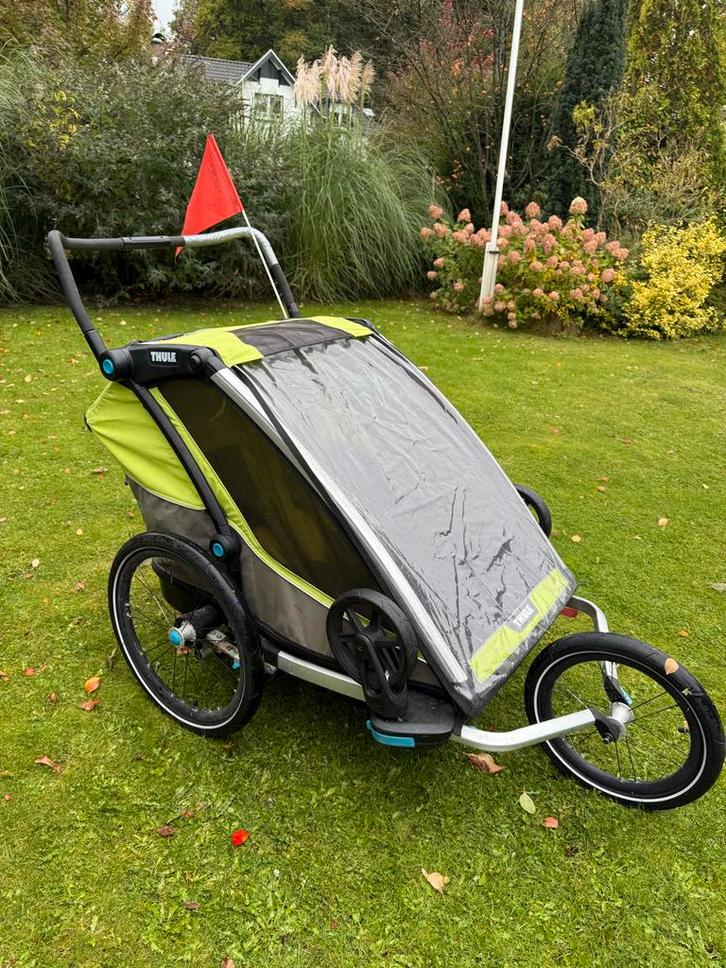 Thule Chariot Cab 2-zits, Fietsen en Brommers, Fietsaccessoires | Aanhangers en Karren, Gebruikt, Kinderkar, Minder dan 20 kg