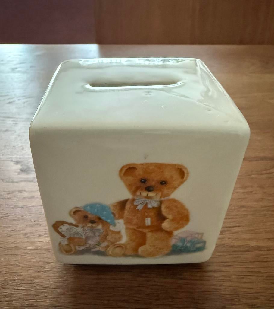 Vintage Porseleinen Spaarpot met Beertjes., Ophalen of Verzenden, Zo goed als nieuw, Steen, Aardewerk of Keramiek, Dier