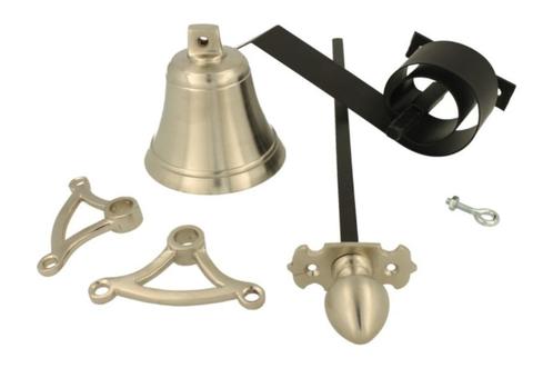 Ouderwetse trekbel in matnikkel, Doe-het-zelf en Verbouw, Hang- en Sluitwerk, Nieuw, Overige typen, Koper of Messing, Ophalen of Verzenden