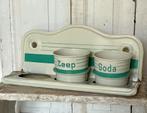 Emaille oud rekje Zand Zeep Soda creme met mint groen, Ophalen of Verzenden, Zo goed als nieuw