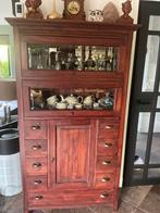 Koloniaal teak vitrine/bergmeubel, Antiek en Kunst, Ophalen of Verzenden