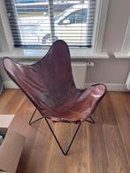 Leren fauteuil, Huis en Inrichting, Fauteuils, Ophalen, Gebruikt, Metaal
