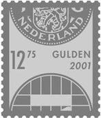 Zilveren postzegel van fl. 12,95 van 2001 in postzegelmapje., Ophalen of Verzenden, Na 1940, Postfris