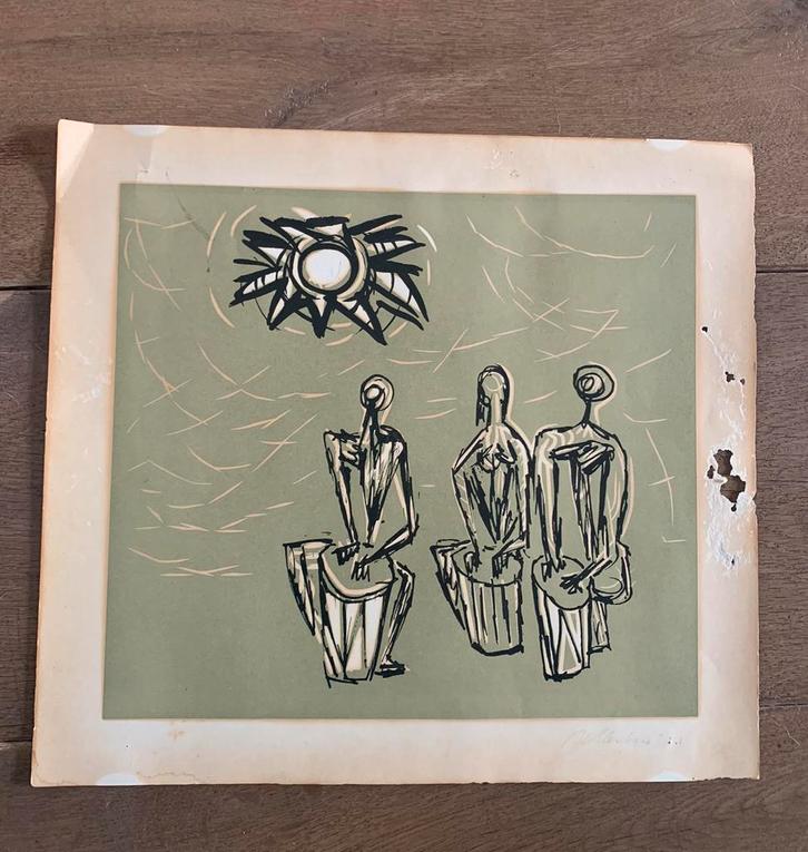 Oude gesigneerde zeefdruk, Antiek en Kunst, Kunst | Litho's en Zeefdrukken, Ophalen of Verzenden