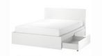 Ikea malm bed wit, Gebruikt, Wit, Tweepersoons, Ophalen of Verzenden