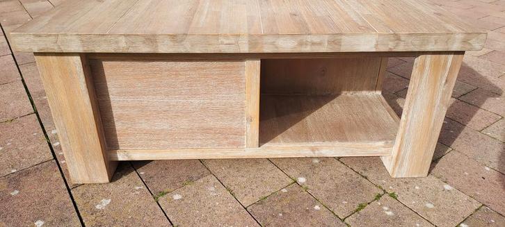 Acacia Houten Salontafel 90x90cm - 2 Laden, Huis en Inrichting, Tafels | Salontafels, Ophalen