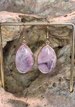 Bijzondere vergulde Lila Amethist oorhangers, Hangers, Paars, Nieuw, Ophalen of Verzenden