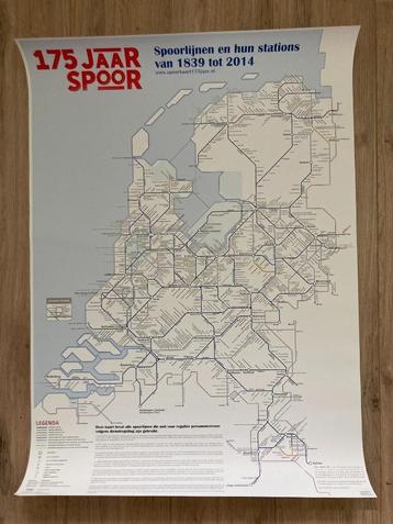 Poster "Spoorkaart 175 jaar spoor tussen 1839-2014" beschikbaar voor biedingen