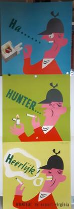 Originele Poster Ha Hunter Heerlijk Sigaretten, Rechthoekig Staand, Verzenden, Zo goed als nieuw, A1 t/m A3