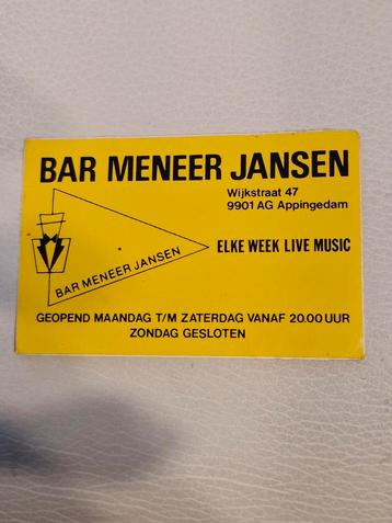 2383 Sticker Bar Meneer Jansen  beschikbaar voor biedingen
