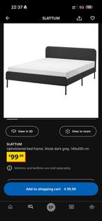 SLATTUM Ikea bed 140x200 (zonder lattenbodem/matras), Gebruikt, Tweepersoons, 200 cm, 140 cm