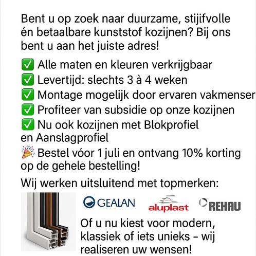 Actie ! Kwaliteit kunststof kozijnen tegen scherpe prijzen!, Doe-het-zelf en Verbouw, Kozijnen en Schuifpuien, Nieuw, Raamkozijn