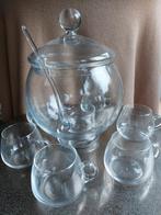 Glazen bowlset met 6 glazen en glazen lepel, Huis en Inrichting, Keuken | Servies, Ophalen, Glas of Glazen, Effen, Glas