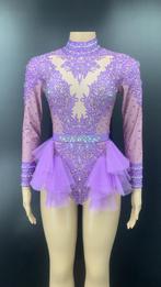 Paarse dames glitter bodysuit jumpsuit feest festival romper, Verzenden, Nieuw, Kleding