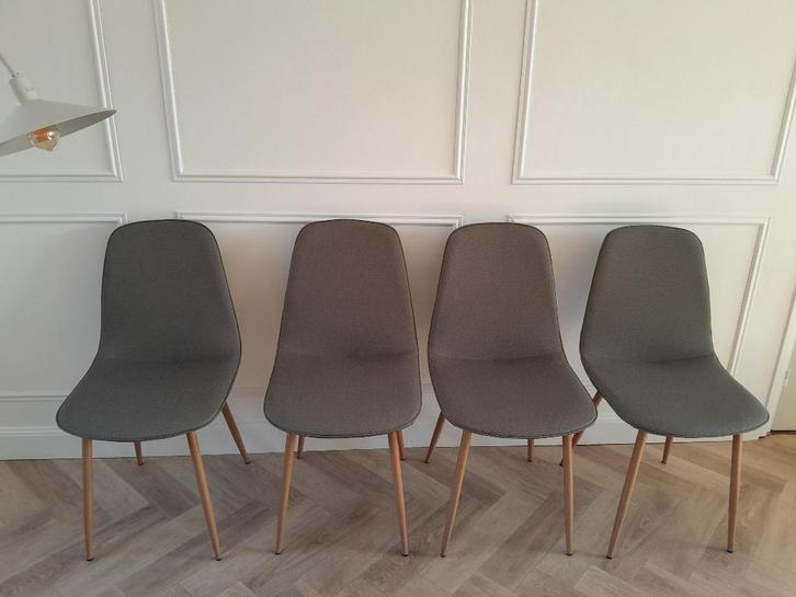 Groene stoelen Bistrup van Jysk, Huis en Inrichting, Stoelen, Nieuw, Vier, Metaal, Stof, Overige kleuren, Ophalen